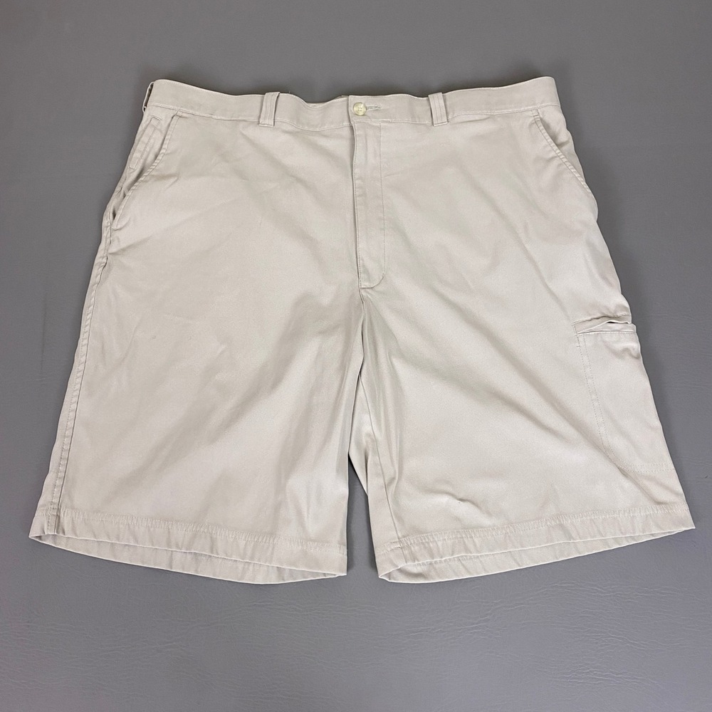 PGA Tour Golf Shorts Men's Size 42 Khaki Tan Performance Flat Front Flaw*